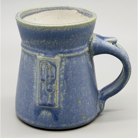 Roycroft Potters Pottery Coffee Cup Mug East Aurora NY Logo Stoneware Blue 4" - Picture 1 of 8